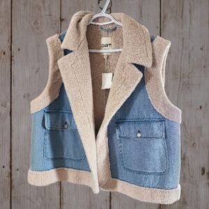 OAT NEW YORK Denim And Sherpa Vest Size XL NWT
